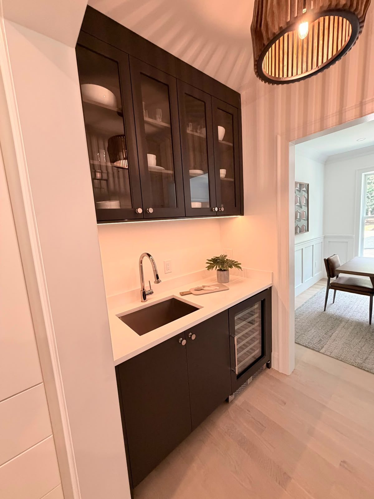 Cabinet installation detail in a custom kitchen
